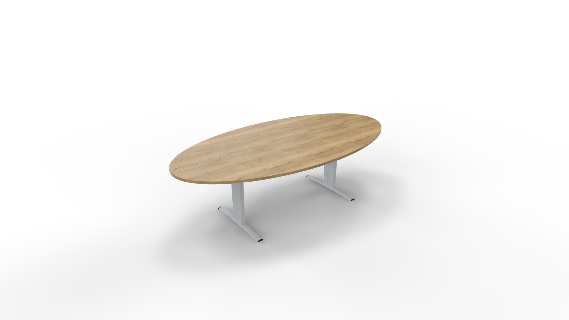 Vergadertafel 6711 ellipsvorm - 240 x 120 cm. - Alu - Eiken YT49a afbeelding