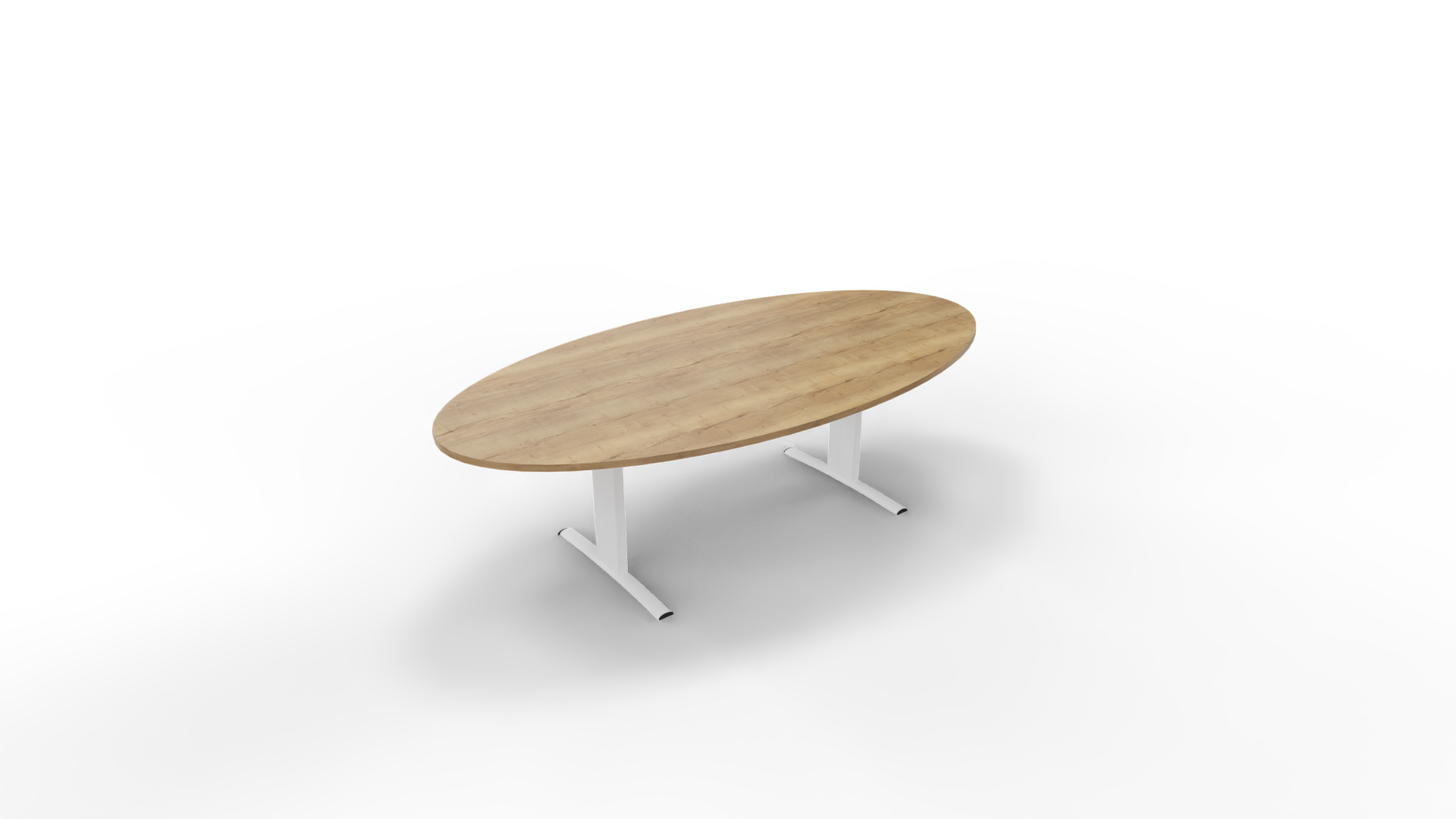 Vergadertafel 6711 ellipsvorm - 240 x 120 cm. - Wit - Eiken YT49a afbeelding