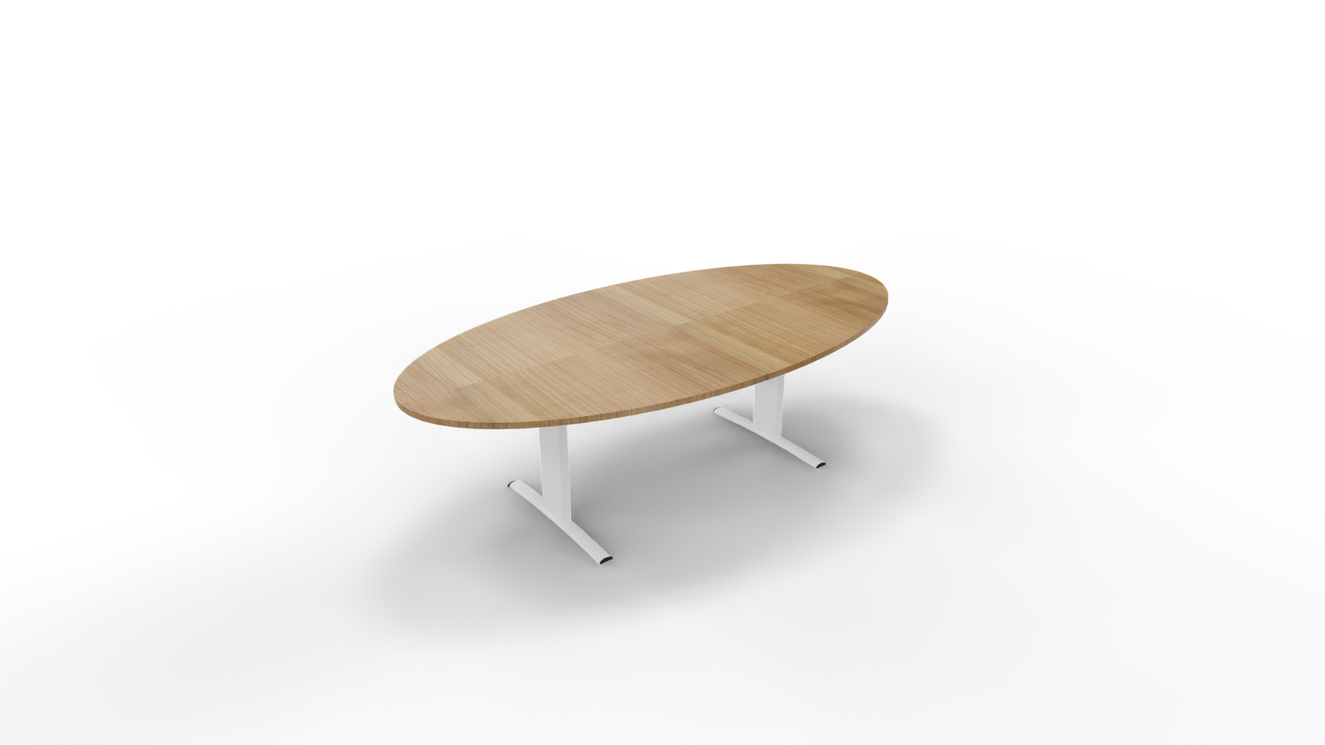 Vergadertafel 6711 ellipsvorm - 240 x 120 cm. - Wit - Toscaans noten afbeelding
