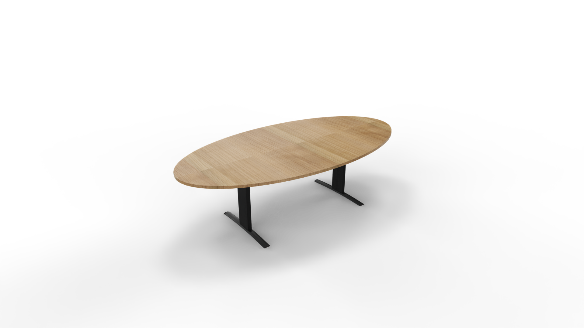 Vergadertafel 6711 ellipsvorm - 240 x 120 cm. - Zwart - Toscaans noten afbeelding
