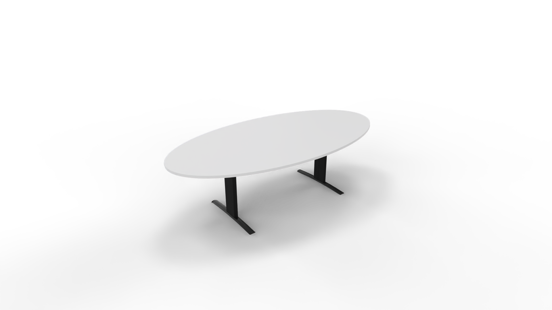 Vergadertafel 6711 ellipsvorm - 240 x 120 cm. - Zwart - Wit afbeelding