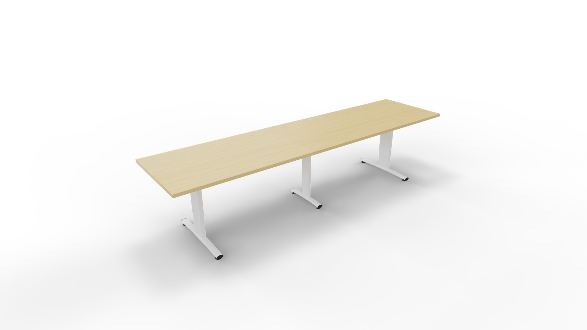 Vergadertafel 6511 met koppelpoot - 360 x 80 cm. - Wit - Beuken afbeelding