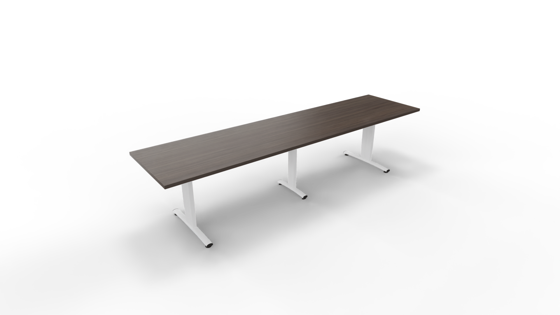 Vergadertafel 6511 met koppelpoot - 280 x 80 cm. - Wit - Eiken donker afbeelding