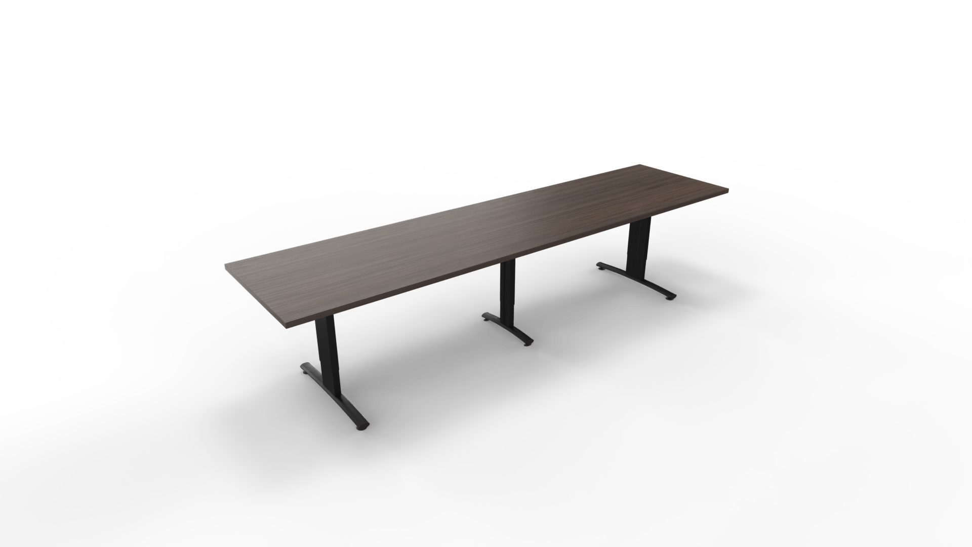 Vergadertafel 6511 met koppelpoot - 240 x 80 cm. - Zwart - Eiken donker afbeelding