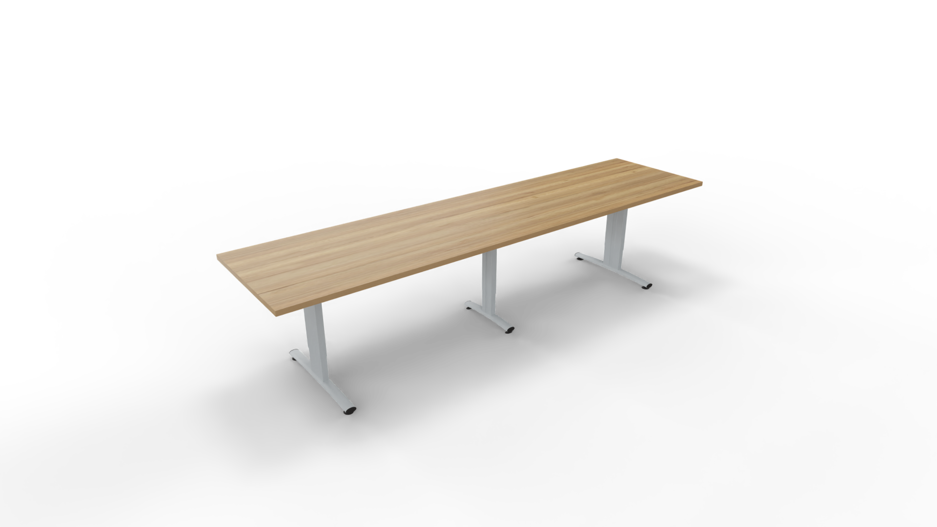 Vergadertafel 6511 met koppelpoot - 280 x 80 cm. - Alu - Eiken YT49a afbeelding