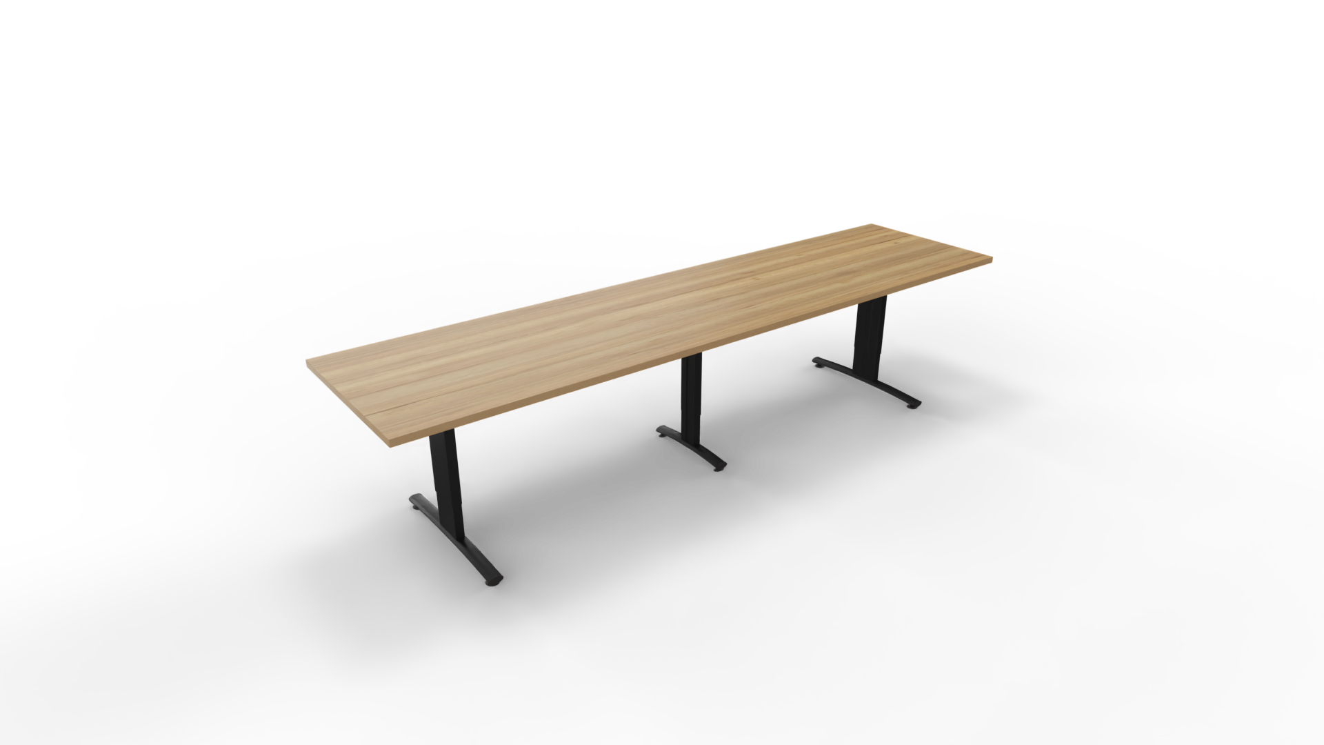 Vergadertafel 6511 met koppelpoot - 400 x 80 cm. - Zwart - Eiken YT49a afbeelding
