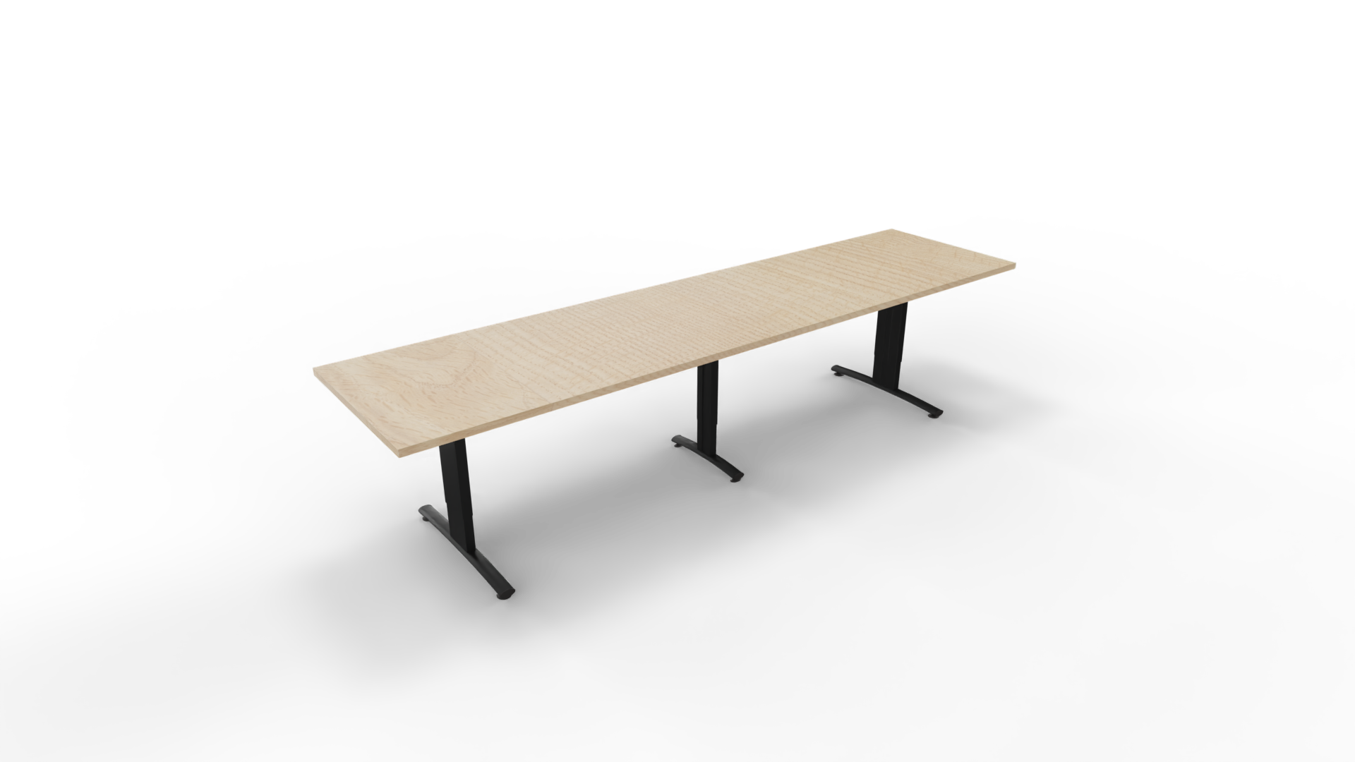 Vergadertafel 6511 met koppelpoot - 360 x 90 cm. - Zwart - Eiken licht afbeelding