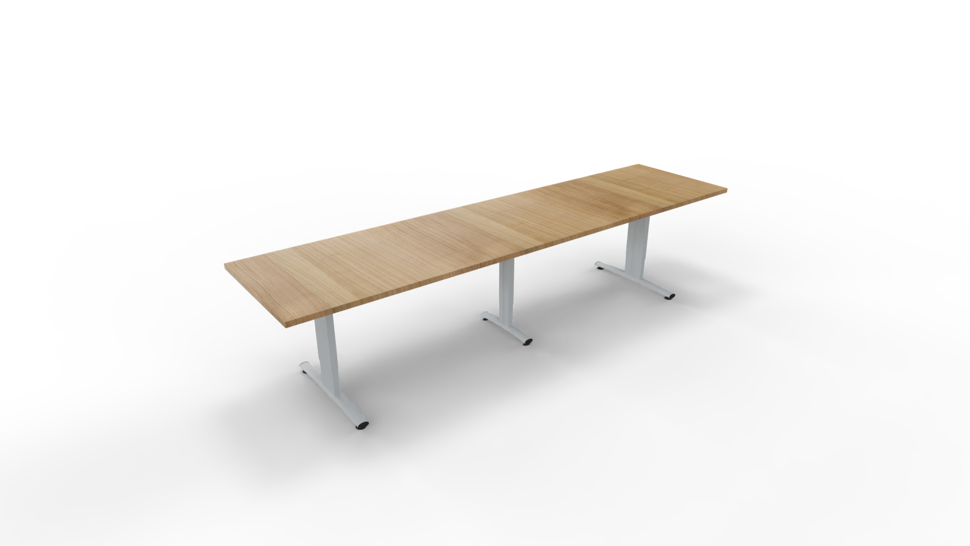 Vergadertafel 6511 met koppelpoot - 400 x 100 cm. - Alu - Toscaans noten afbeelding