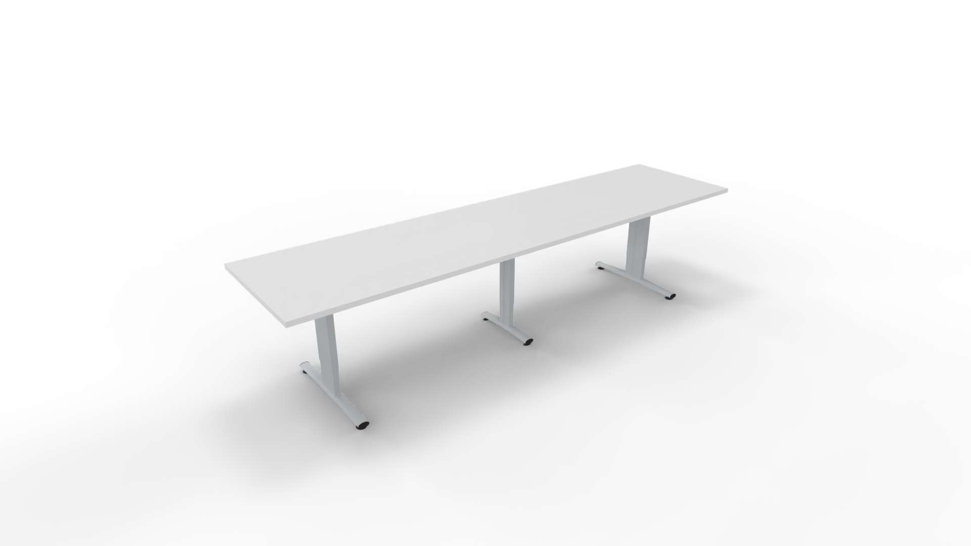 Vergadertafel 6511 met koppelpoot - 320 x 80 cm. - Alu - Wit afbeelding