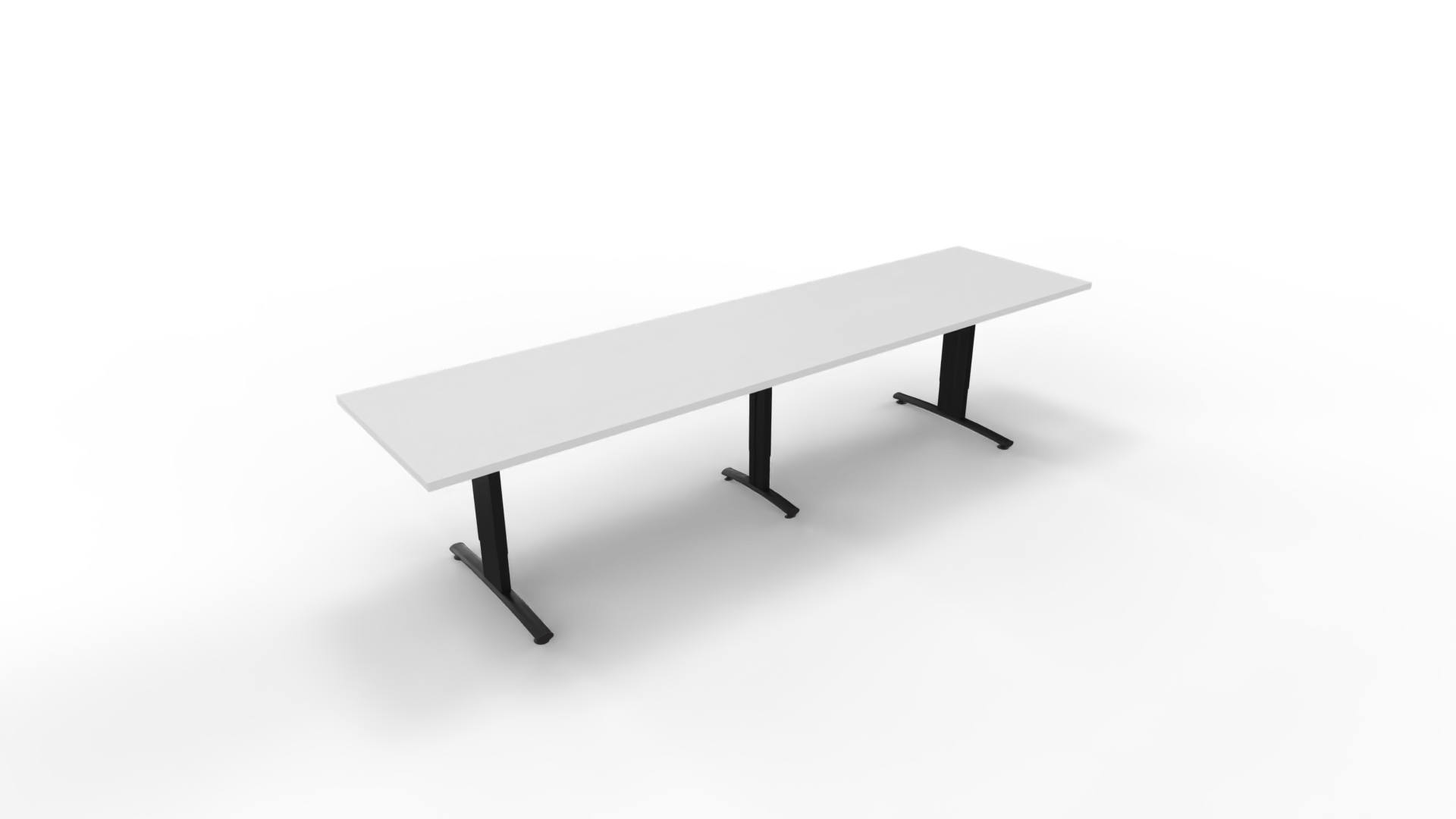 Vergadertafel 6511 met koppelpoot - 400 x 100 cm. - Zwart - Wit afbeelding