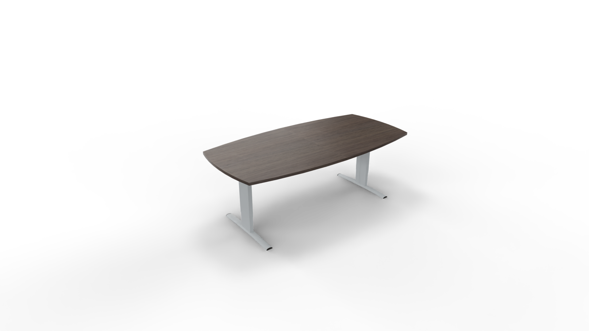 Vergadertafel 6611 tonvorm - 200 x 80/100 cm. - Alu - Eiken donker afbeelding
