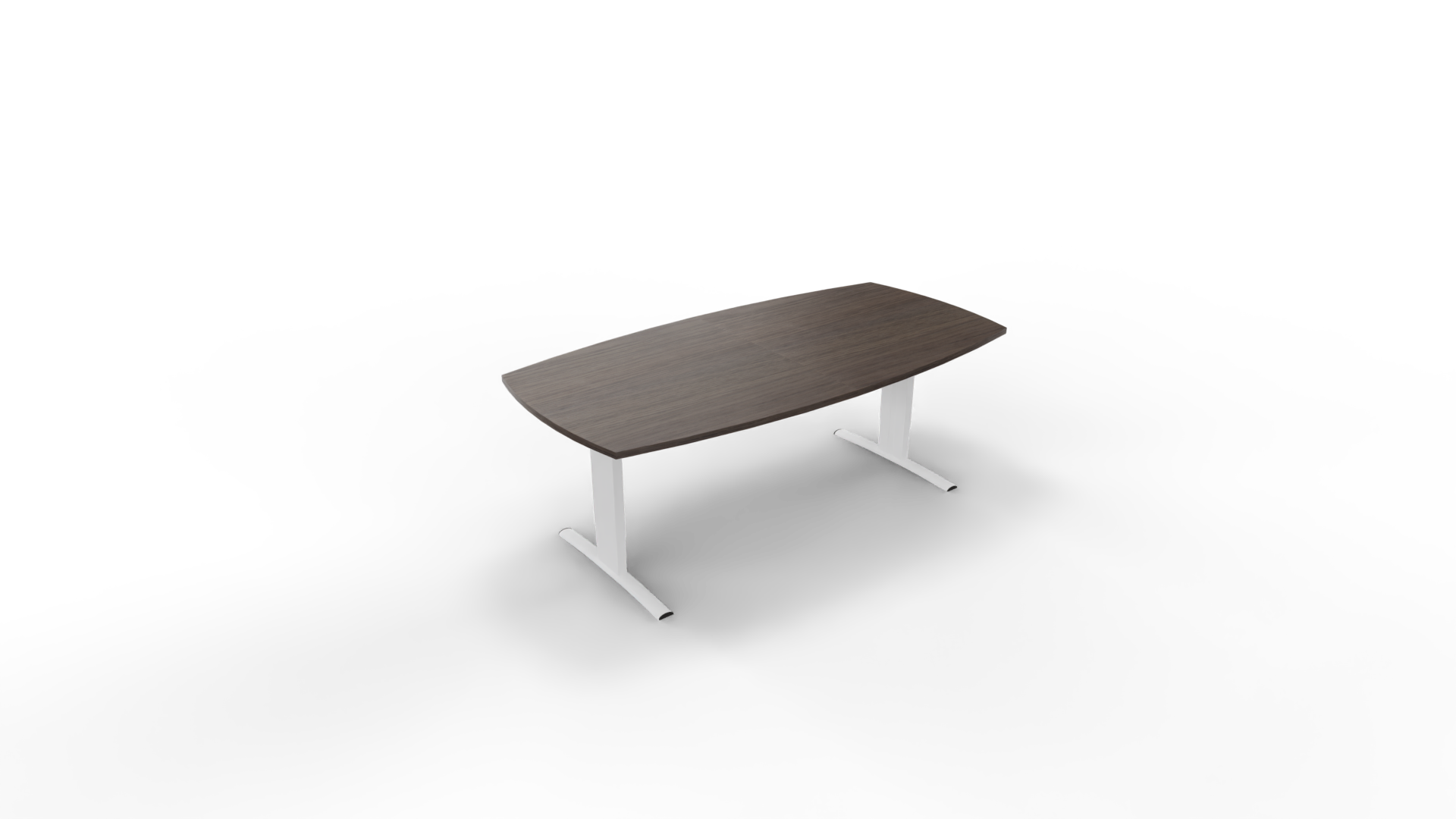 Vergadertafel 6611 tonvorm - 200 x 80/100 cm. - Wit - Eiken donker afbeelding
