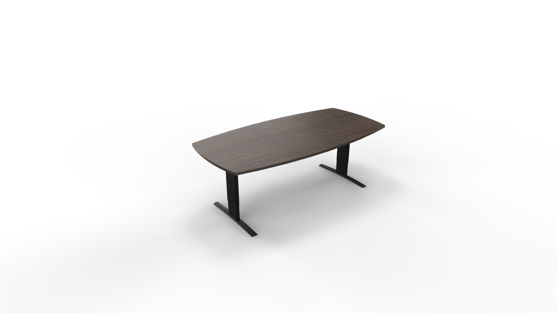 Vergadertafel 6611 tonvorm - 240 x 100/120 cm. - Zwart - Eiken donker afbeelding