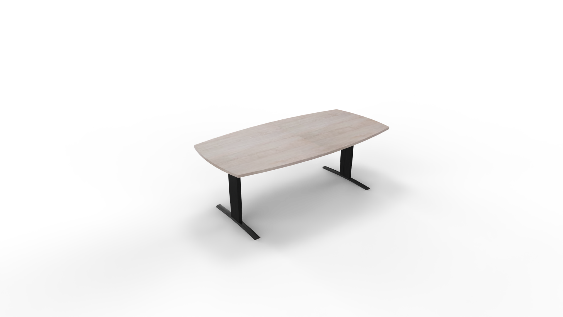 Vergadertafel 6611 tonvorm - 200 x 80/100 cm. - Zwart - Eiken Robson afbeelding