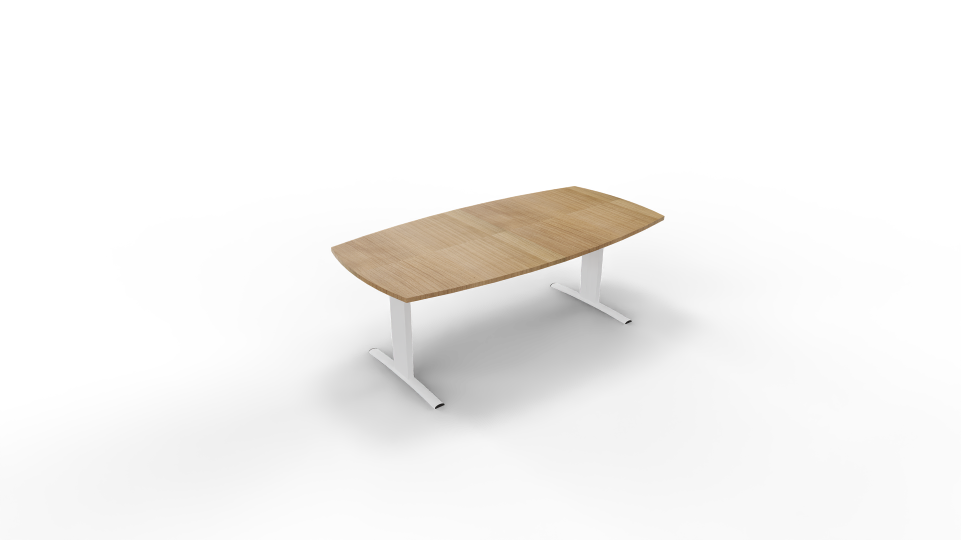 Vergadertafel 6611 tonvorm - 240 x 100/120 cm. - Wit - Toscaans noten afbeelding