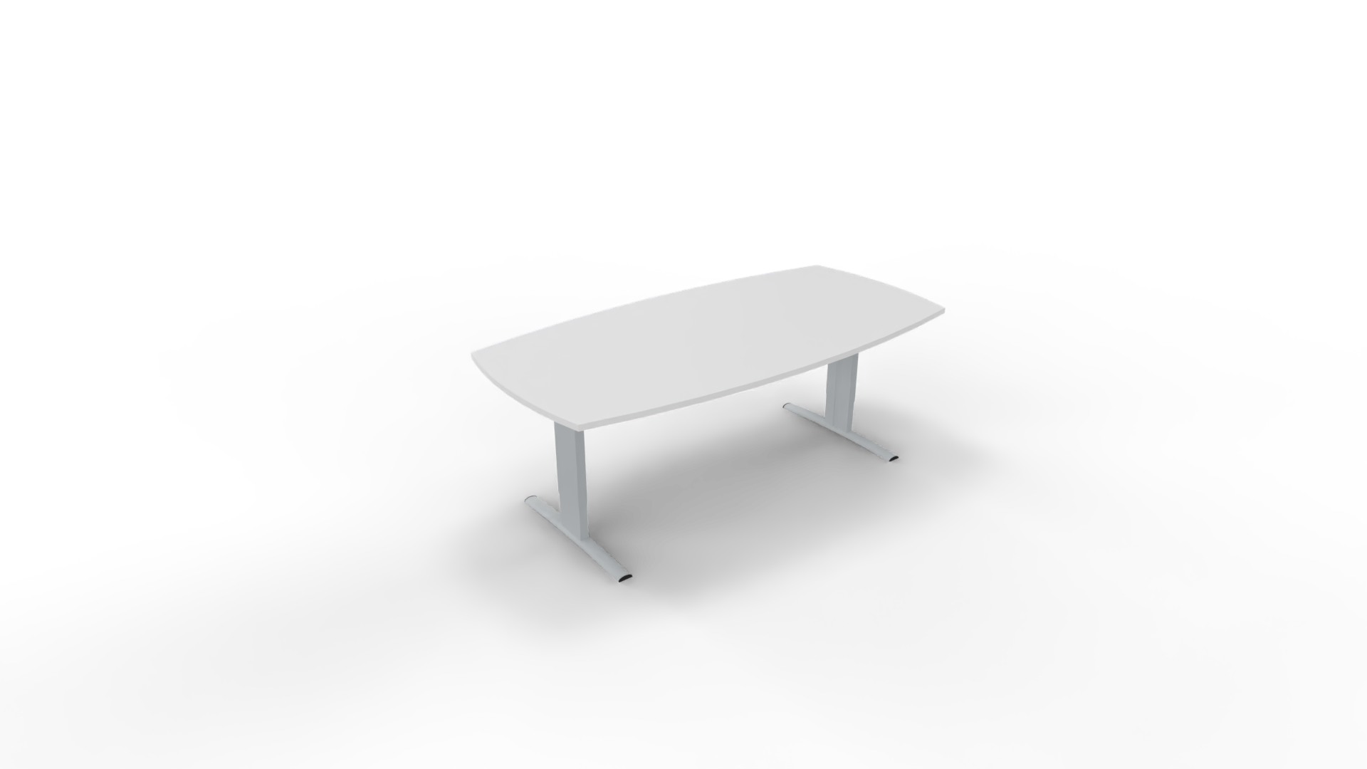Vergadertafel 6611 tonvorm - 200 x 80/100 cm. - Alu - Wit afbeelding