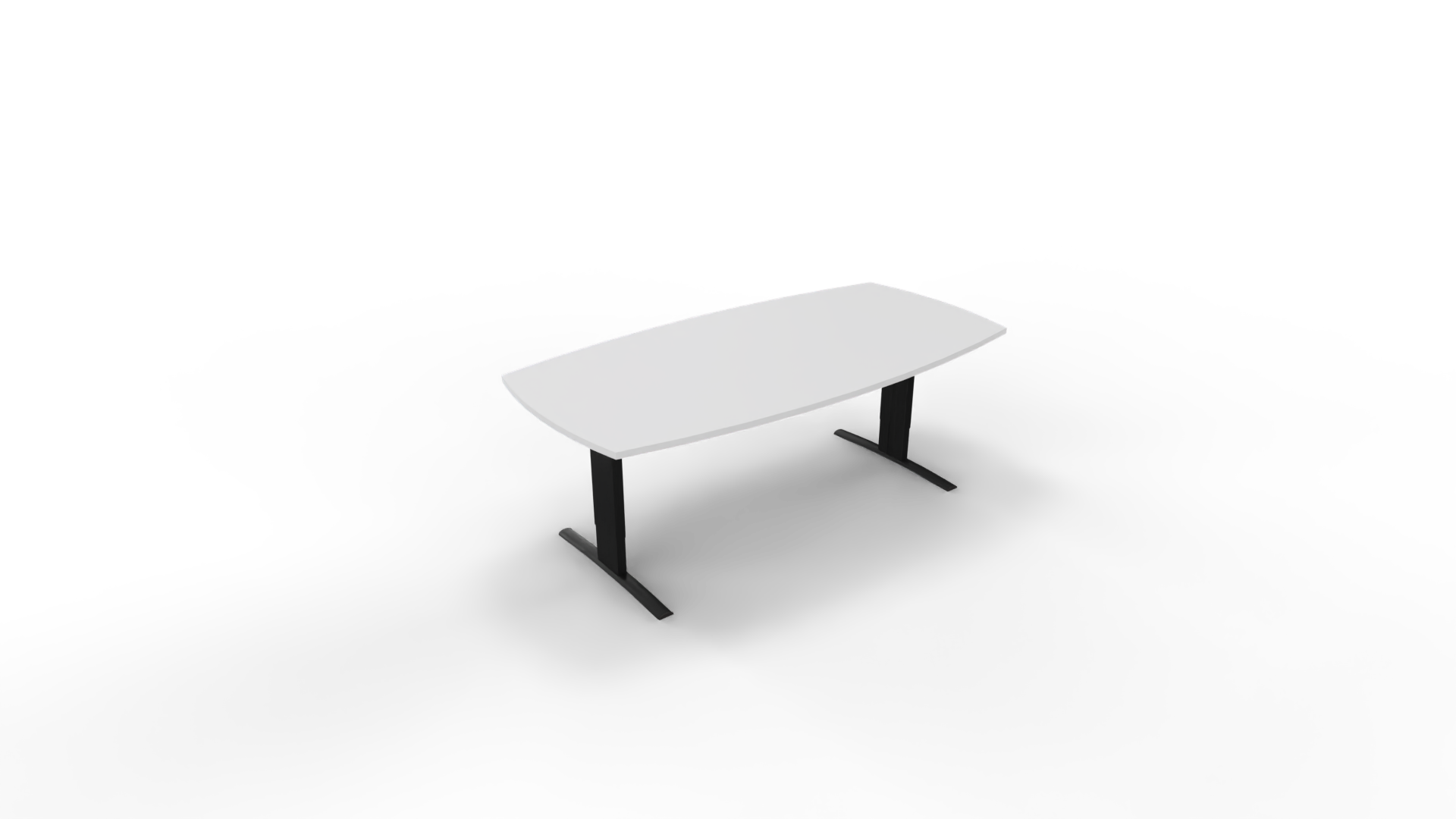 Vergadertafel 6611 tonvorm - 240 x 100/120 cm. - Zwart - Wit afbeelding