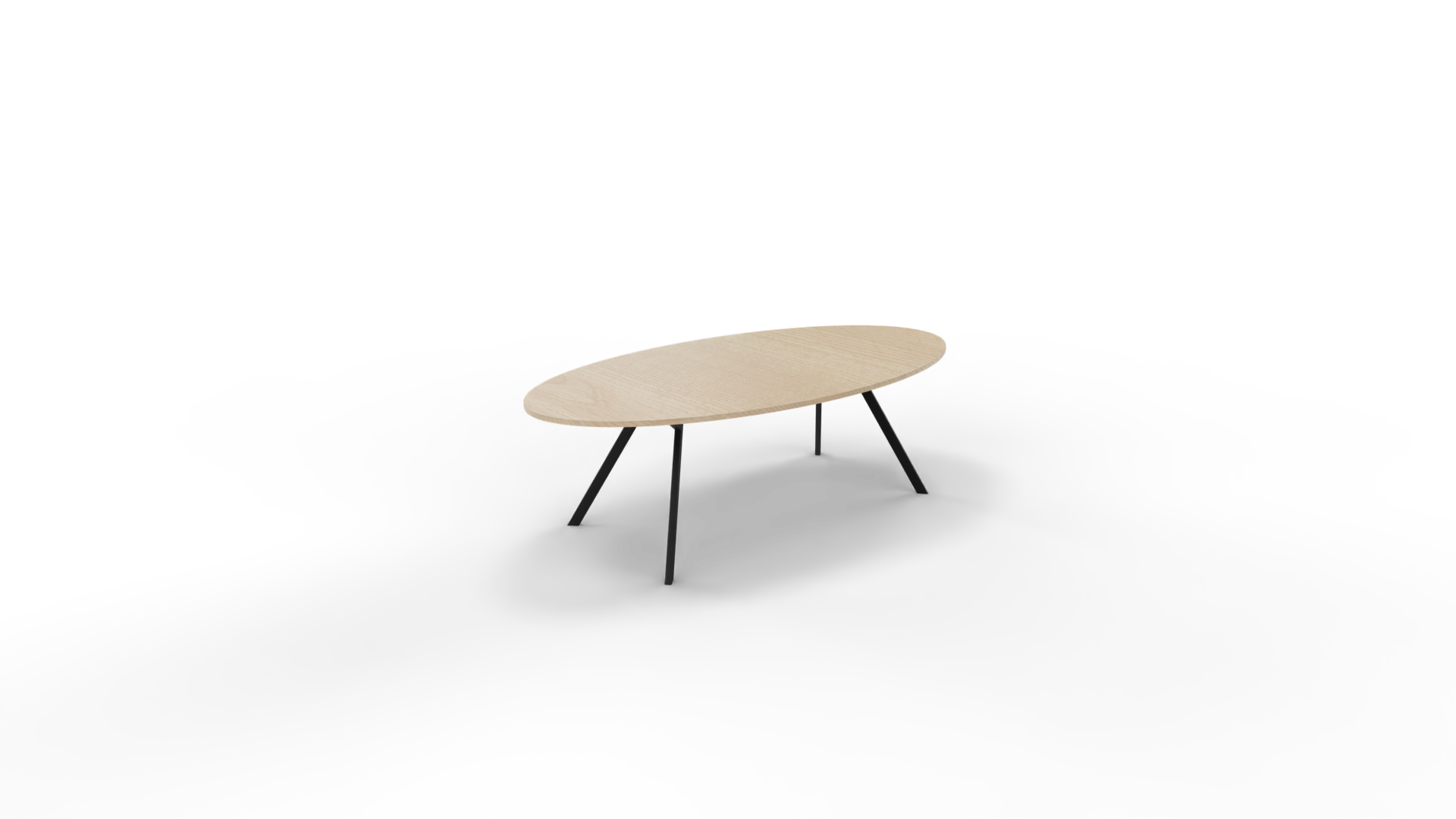 Vergadertafel 7711 ellipsvorm - 240 x 120 cm. - Zwart - Eiken licht afbeelding