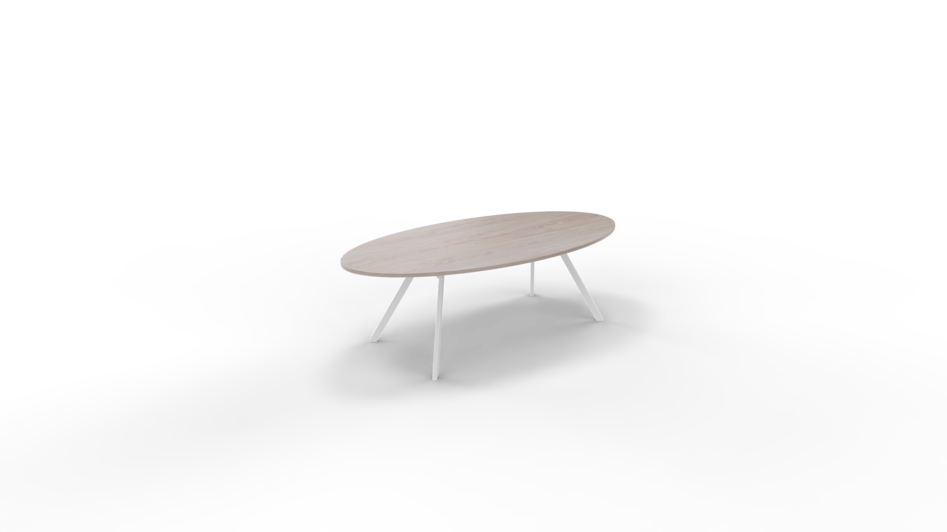 Vergadertafel 7711 ellipsvorm - 240 x 120 cm. - Wit - Eiken Robson afbeelding
