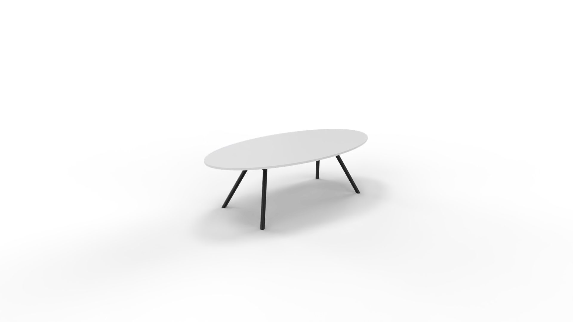 Vergadertafel 7811 ellipsvorm - 240 x 120 cm. - Zwart - Wit afbeelding