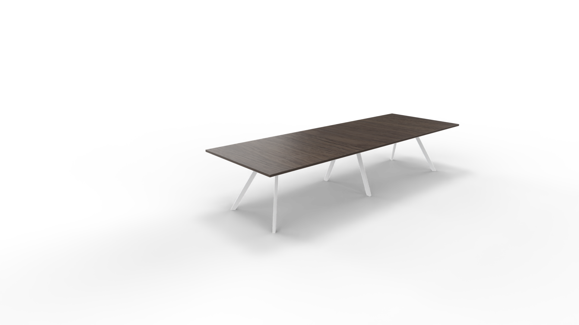 Vergadertafel 7011 recht - 360 x 120 cm. - Wit - Eiken donker afbeelding