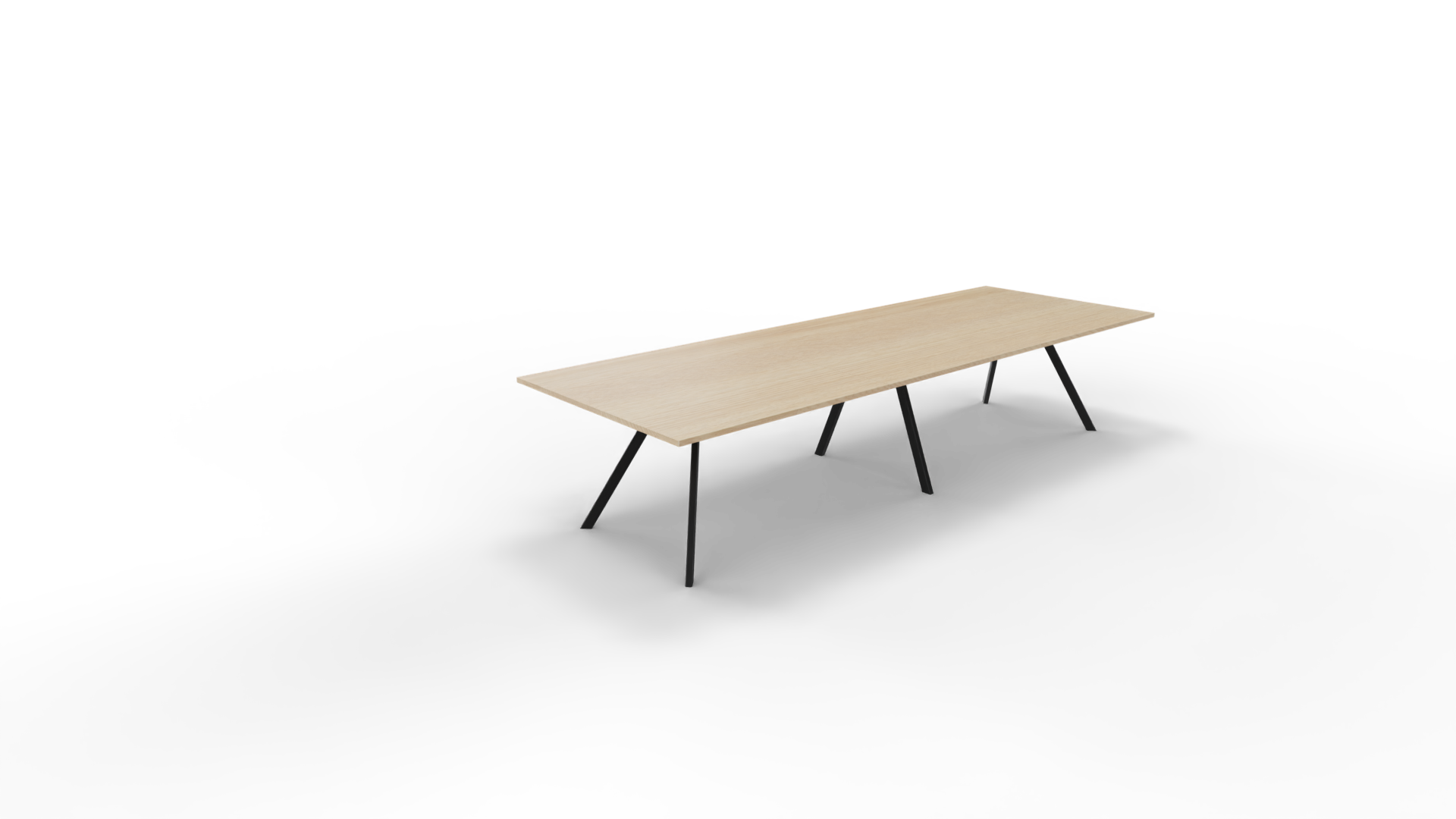 Vergadertafel 7011 recht - 480 x 160 cm. - Zwart - Eiken licht afbeelding