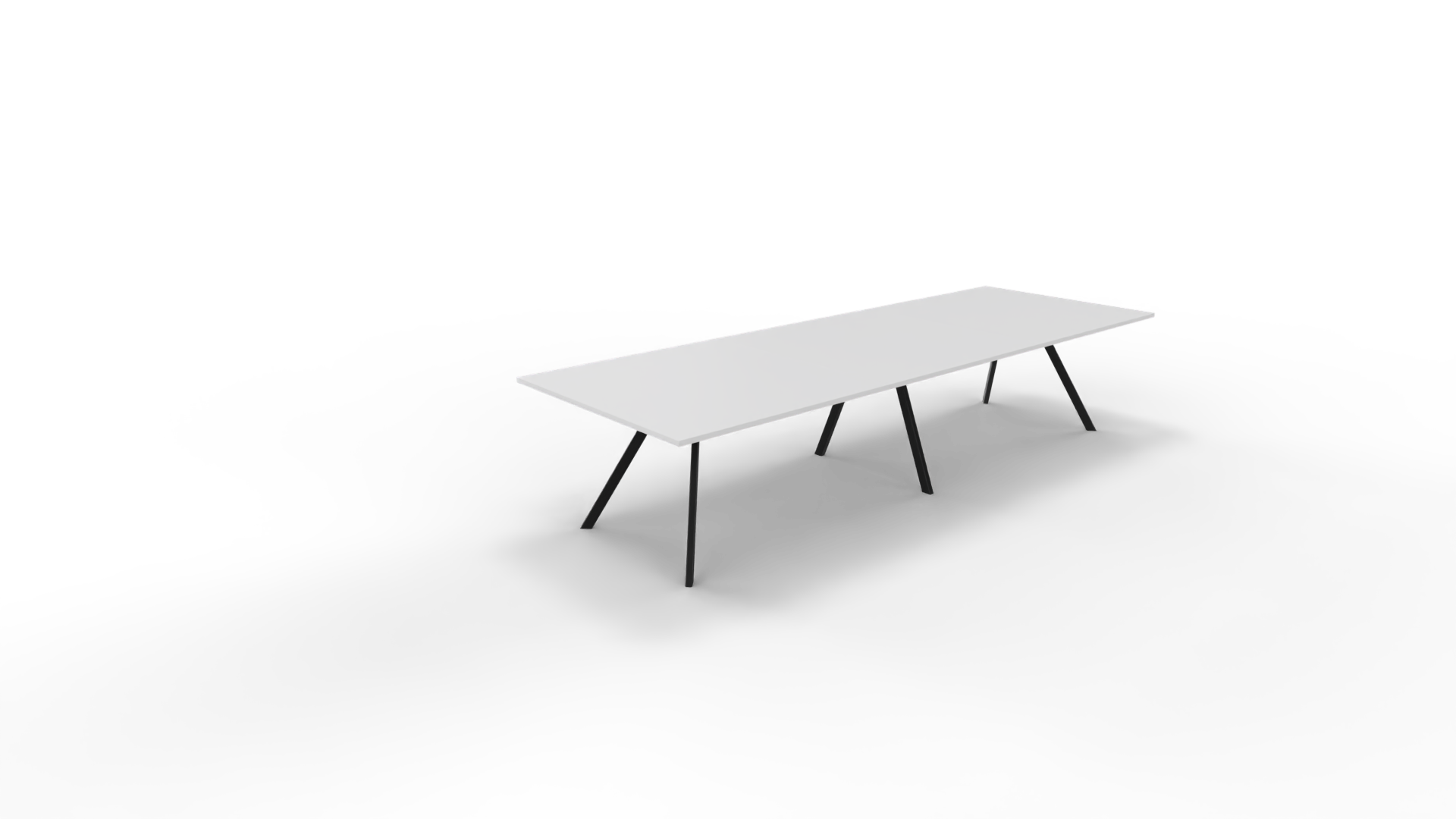 Vergadertafel 7011 recht - 320 x 160 cm. - Zwart - Wit afbeelding