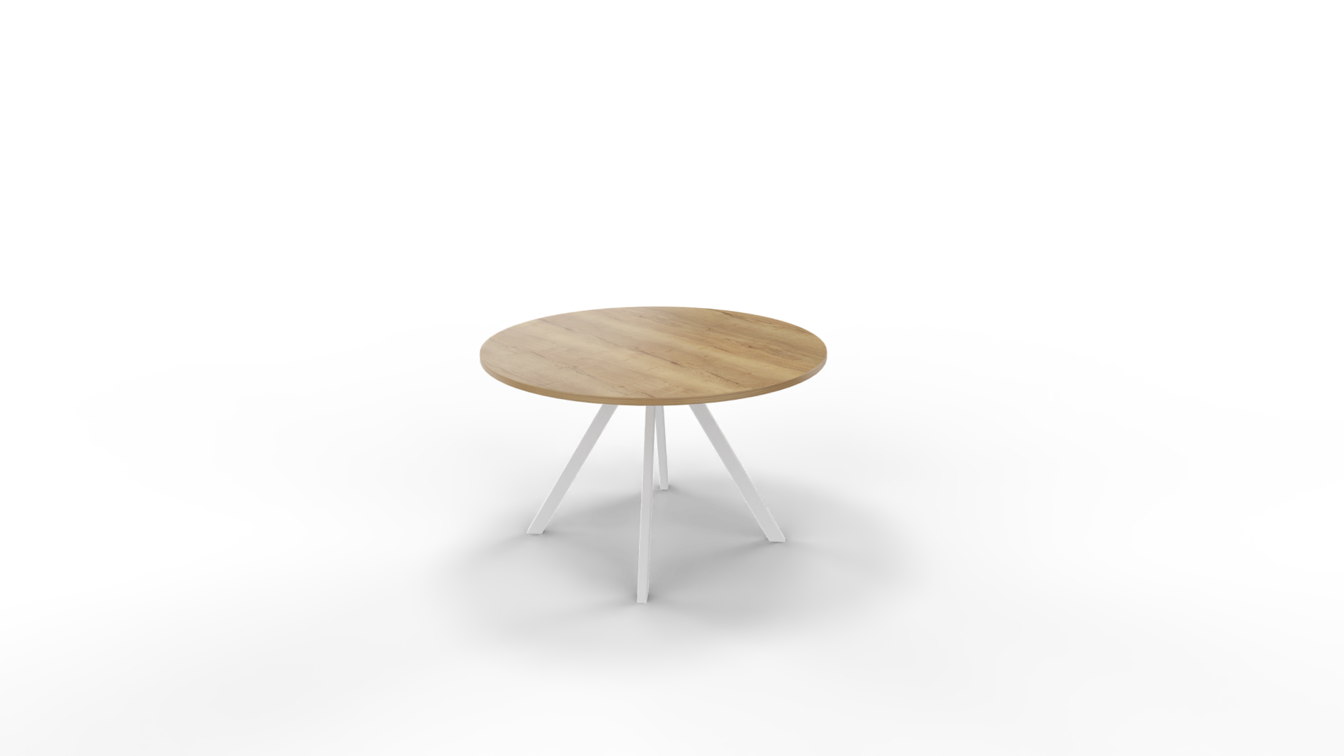 Vergadertafel 7311 rond - 140 cm. - Wit - Eiken YT49a - 75 cm. afbeelding