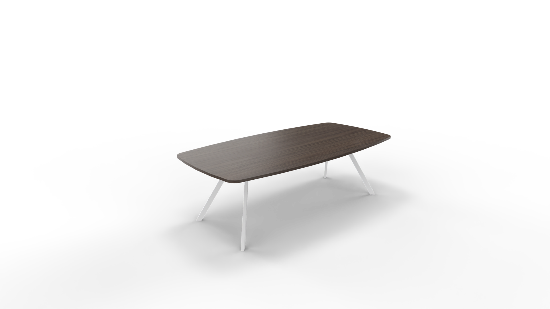 Vergadertafel 7511 tonvorm - 240 x 100/120 cm. - Wit - Eiken donker afbeelding