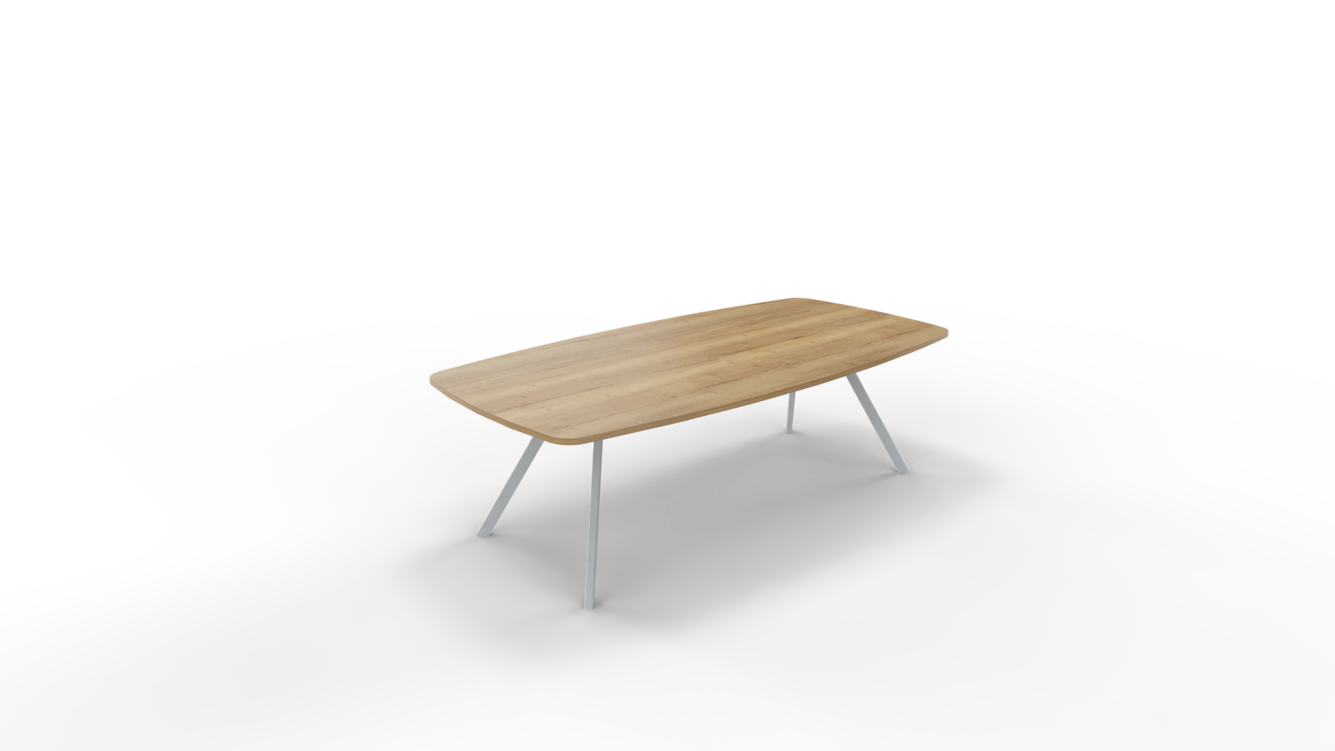 Vergadertafel 7511 tonvorm - 240 x 100/120 cm. - Alu - Eiken YT49a afbeelding