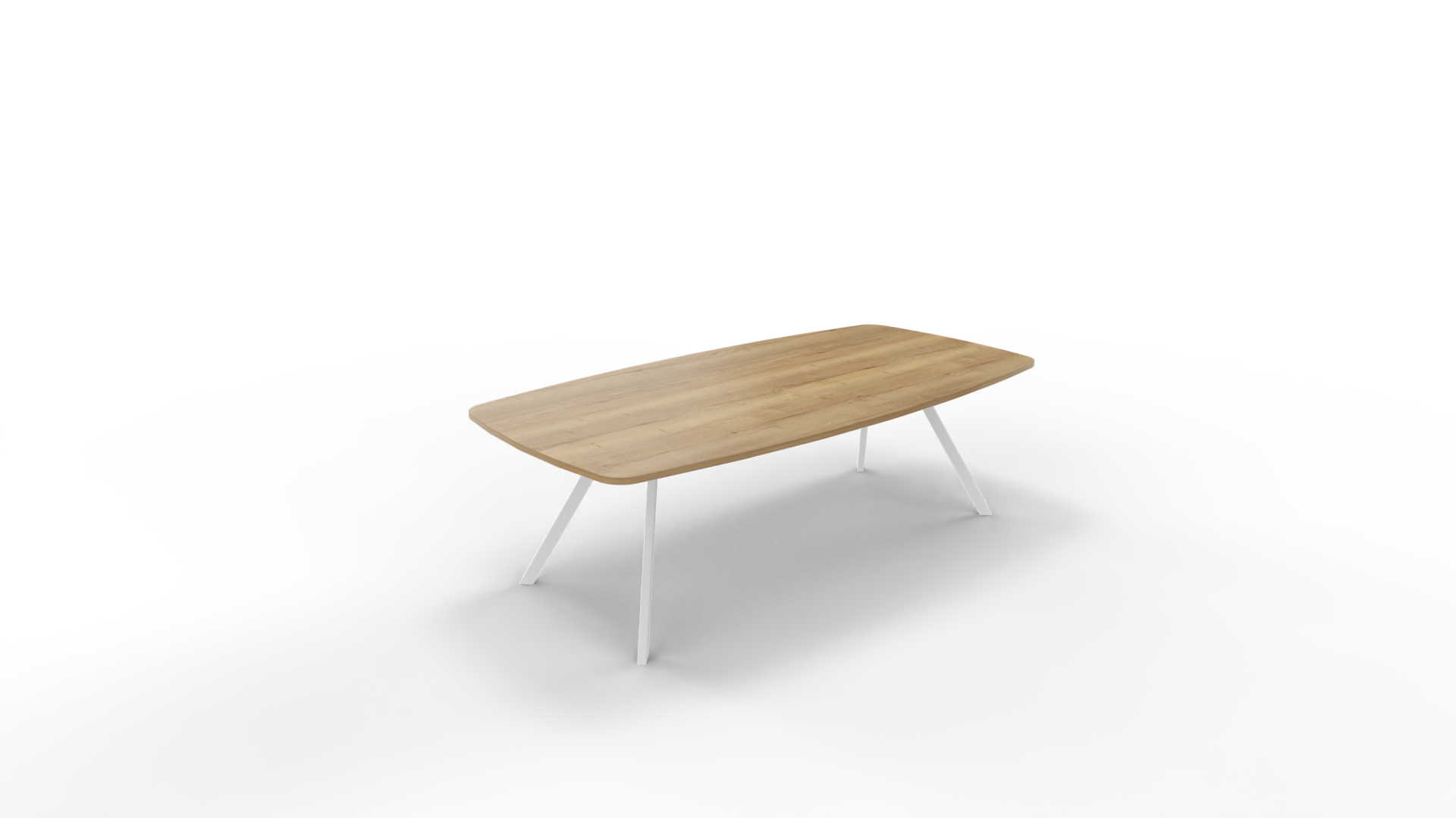 Vergadertafel 7511 tonvorm - 240 x 100/120 cm. - Wit - Eiken YT49a afbeelding