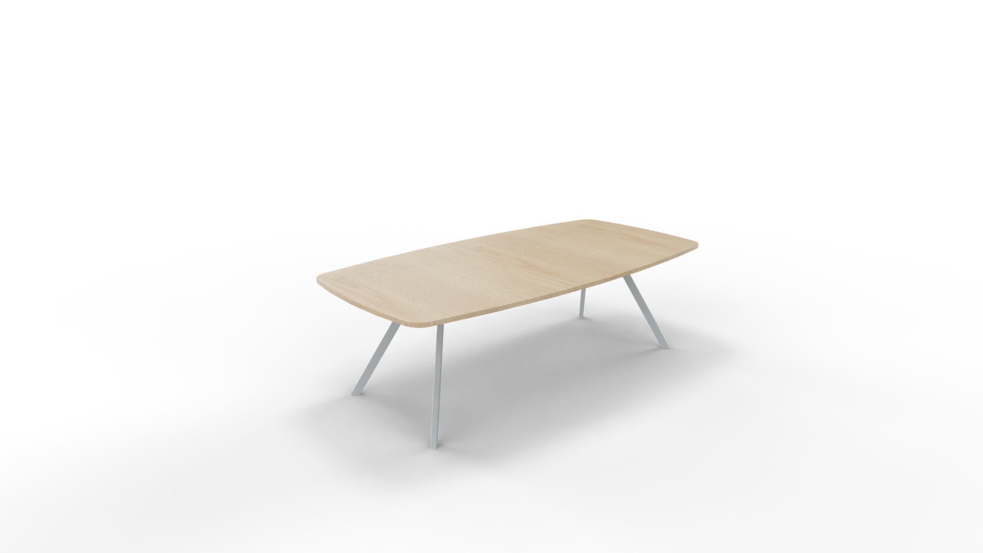 Vergadertafel 7511 tonvorm - 200 x 80/100 cm. - Alu - Eiken licht afbeelding