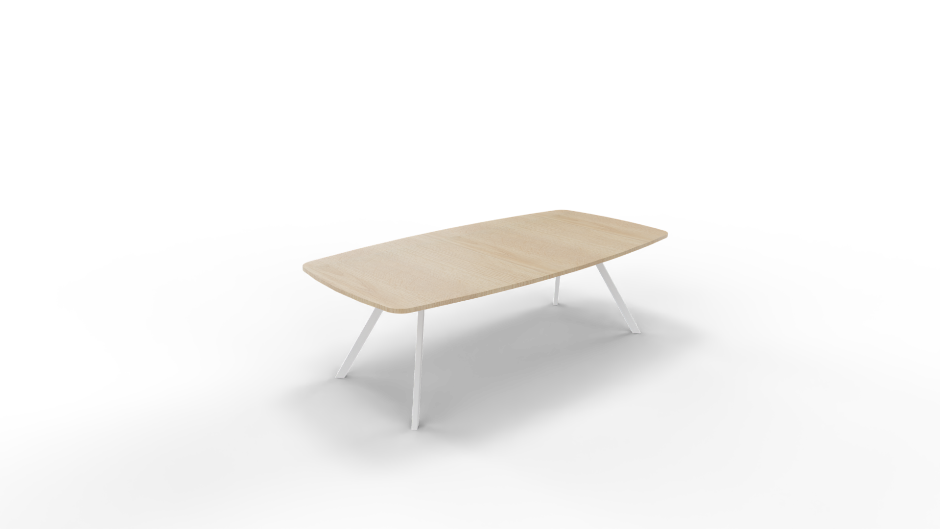Vergadertafel 7511 tonvorm - 240 x 100/120 cm. - Wit - Eiken licht afbeelding