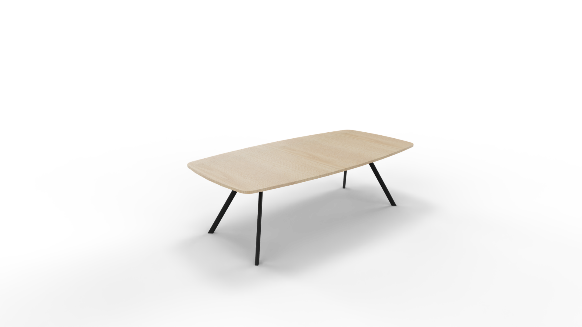 Vergadertafel 7511 tonvorm - 200 x 80/100 cm. - Zwart - Eiken licht afbeelding