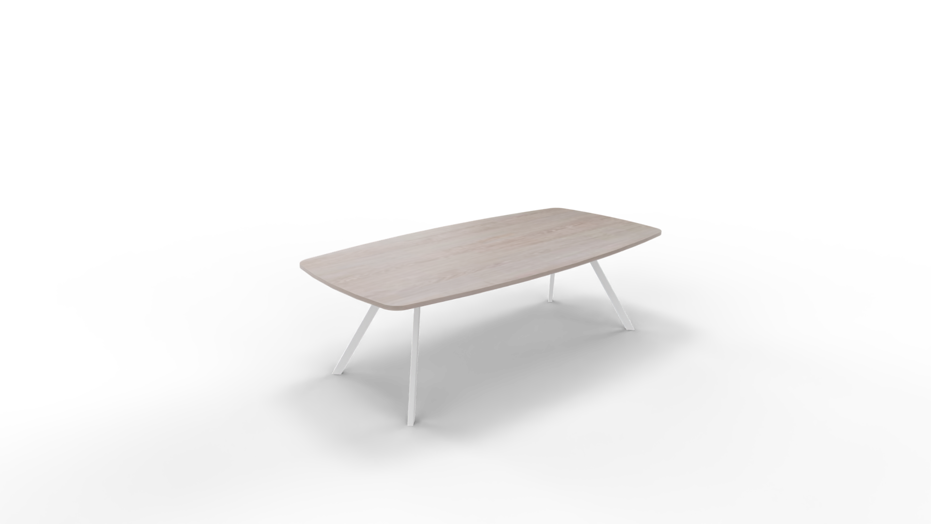 Vergadertafel 7511 tonvorm - 200 x 80/100 cm. - Wit - Eiken Robson afbeelding