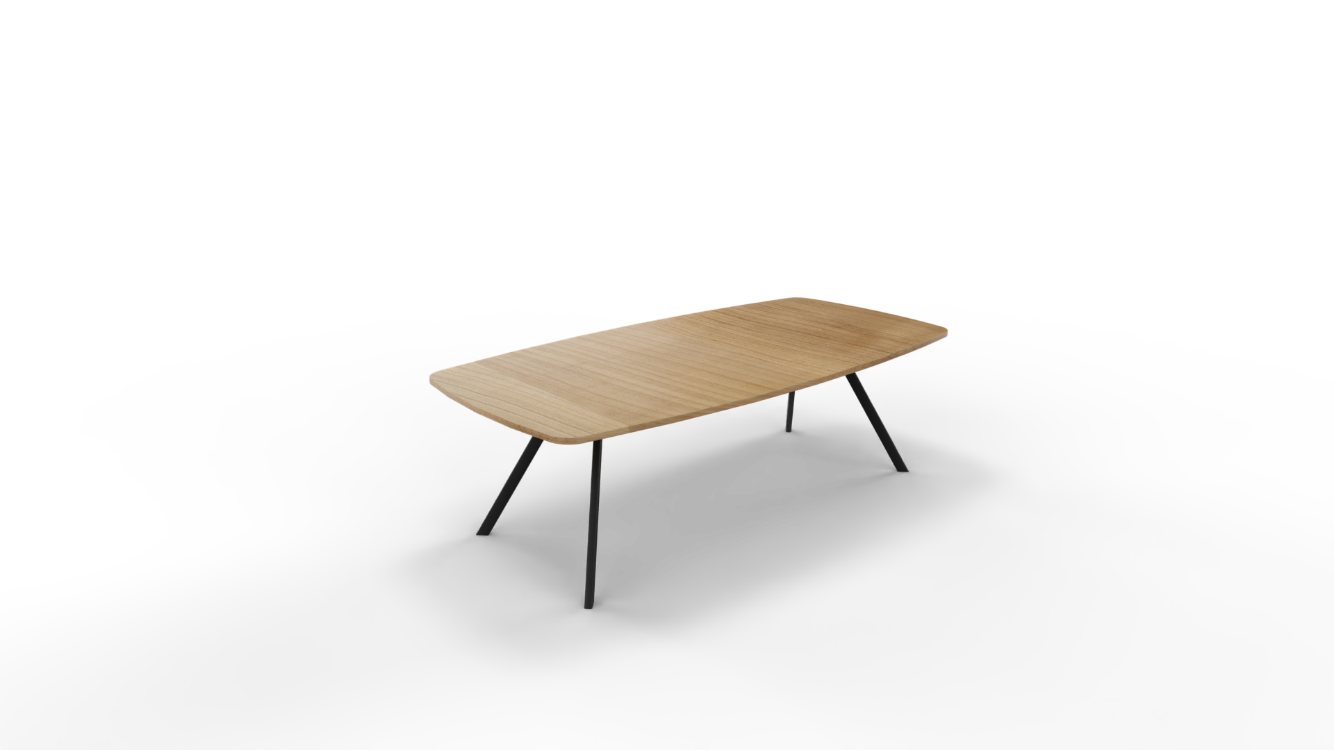 Vergadertafel 7511 tonvorm - 200 x 80/100 cm. - Zwart - Toscaans noten afbeelding