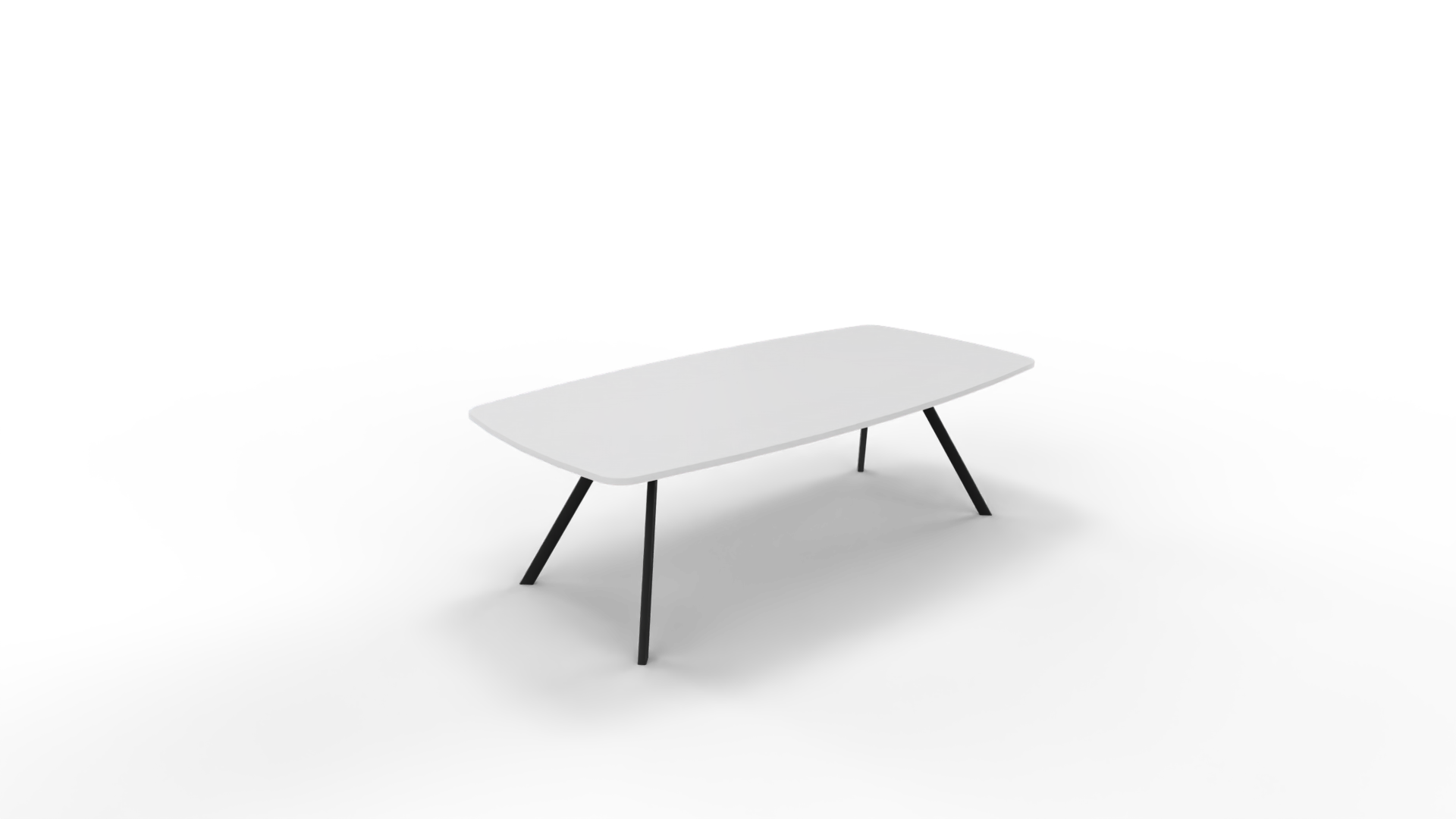 Vergadertafel 7511 tonvorm - 200 x 80/100 cm. - Zwart - Wit afbeelding