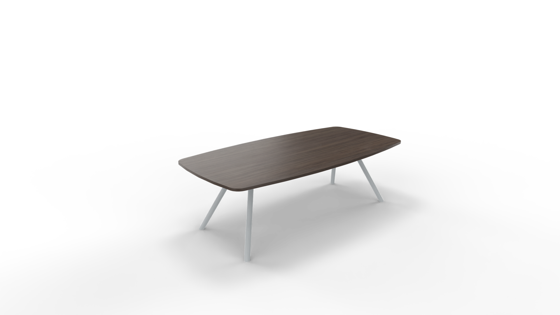 Vergadertafel 7611 tonvorm - 200 x 80/100 cm. - Alu - Eiken donker afbeelding