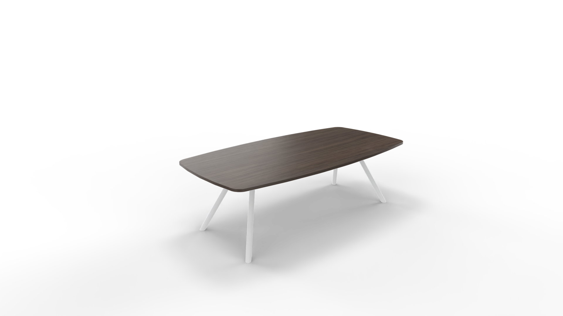 Vergadertafel 7611 tonvorm - 200 x 80/100 cm. - Wit - Eiken donker afbeelding