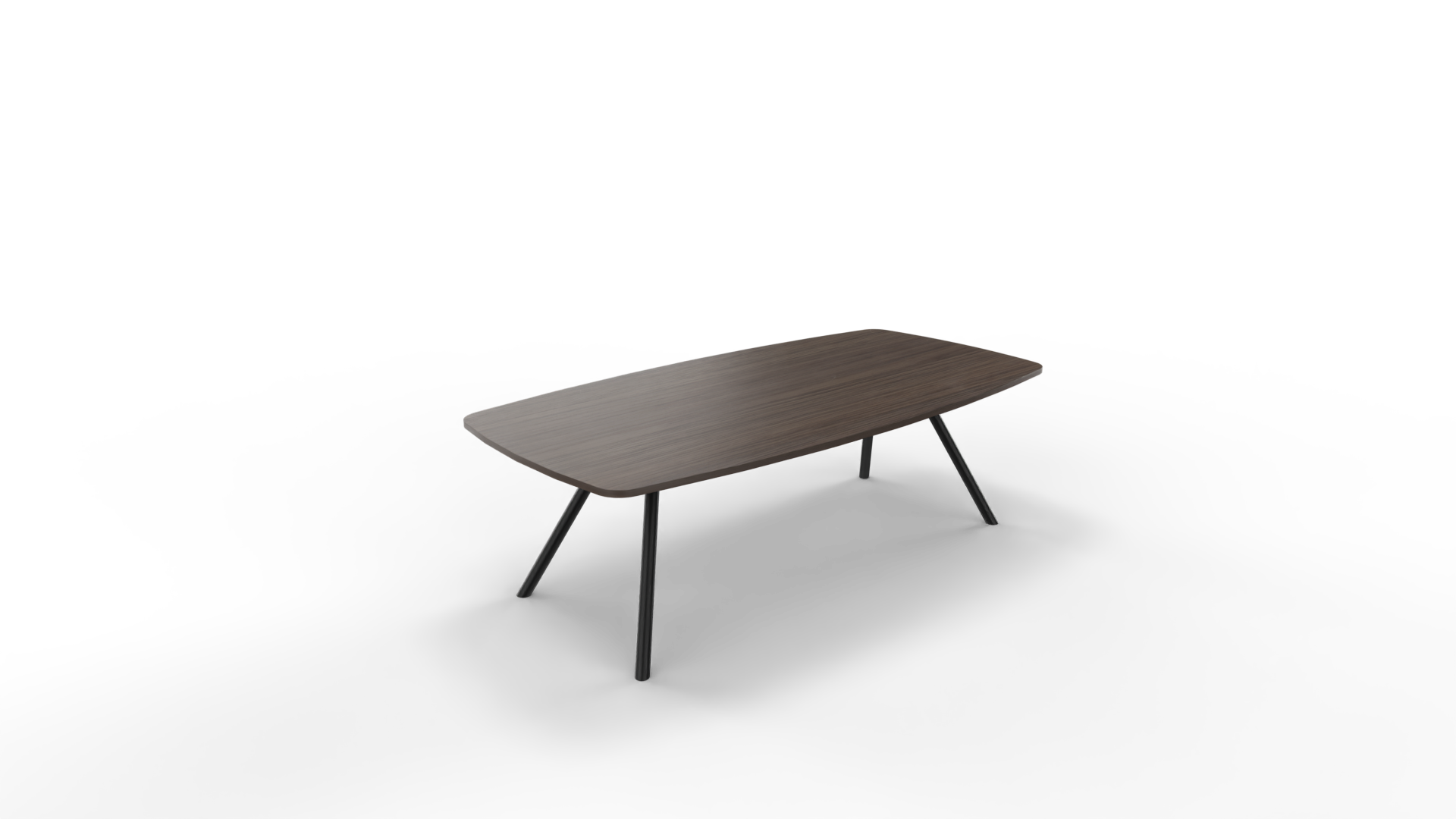 Vergadertafel 7611 tonvorm - 200 x 80/100 cm. - Zwart - Eiken donker afbeelding