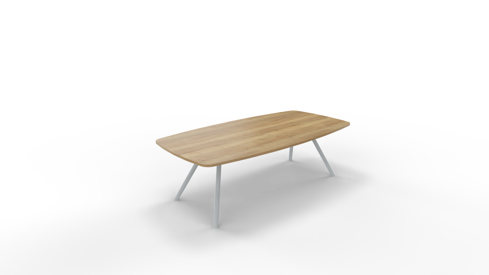 Vergadertafel 7611 tonvorm - 200 x 80/100 cm. - Alu - Eiken YT49a afbeelding