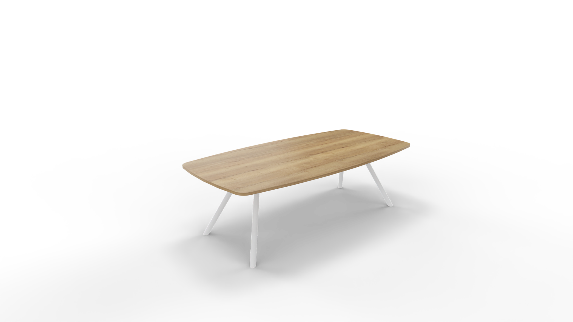Vergadertafel 7611 tonvorm - 240 x 100/120 cm. - Wit - Eiken YT49a afbeelding