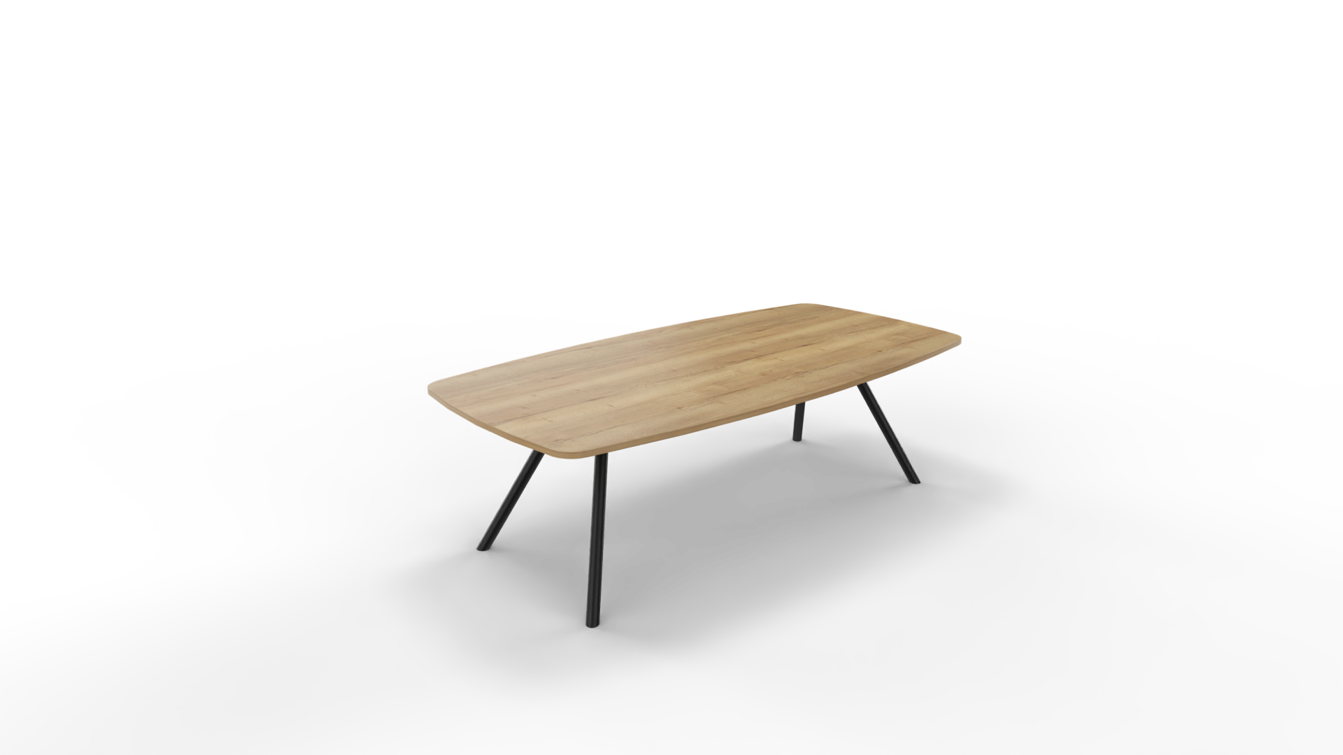 Vergadertafel 7611 tonvorm - 240 x 100/120 cm. - Zwart - Eiken YT49a afbeelding