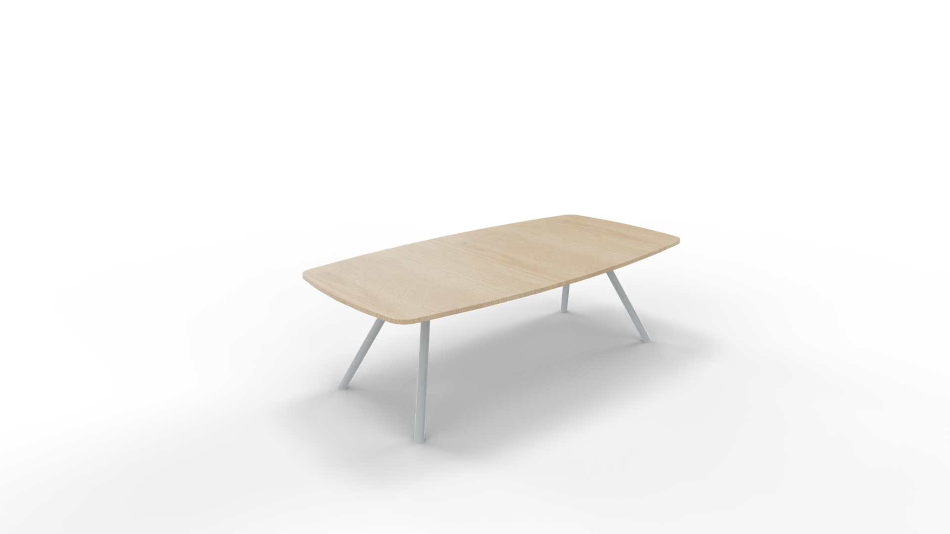 Vergadertafel 7611 tonvorm - 200 x 80/100 cm. - Alu - Eiken licht afbeelding