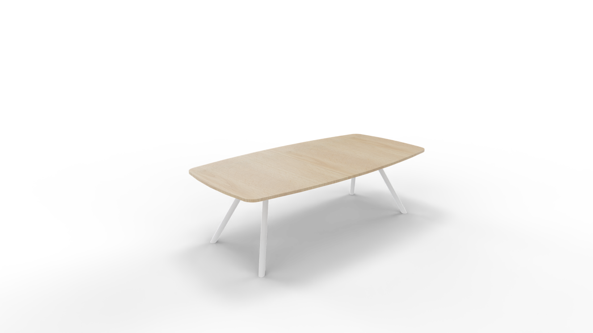 Vergadertafel 7611 tonvorm - 200 x 80/100 cm. - Wit - Eiken licht afbeelding