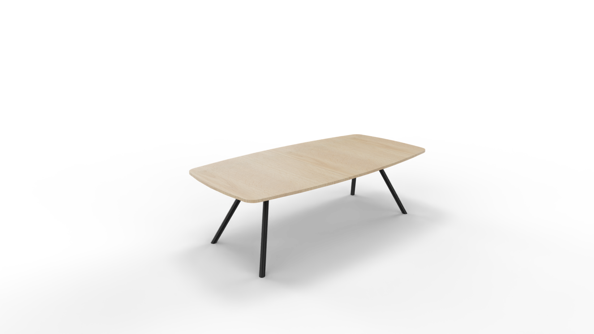 Vergadertafel 7611 tonvorm - 240 x 100/120 cm. - Zwart - Eiken licht afbeelding