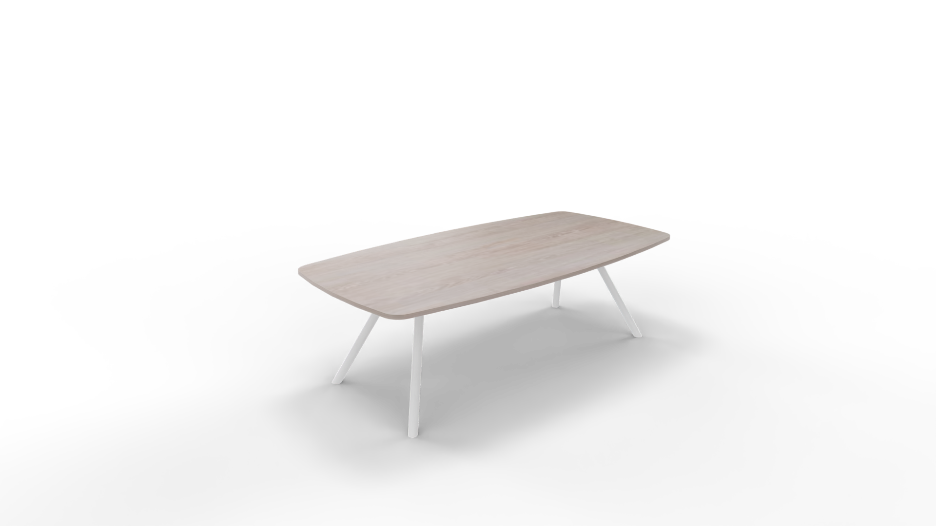 Vergadertafel 7611 tonvorm - 200 x 80/100 cm. - Wit - Eiken Robson afbeelding