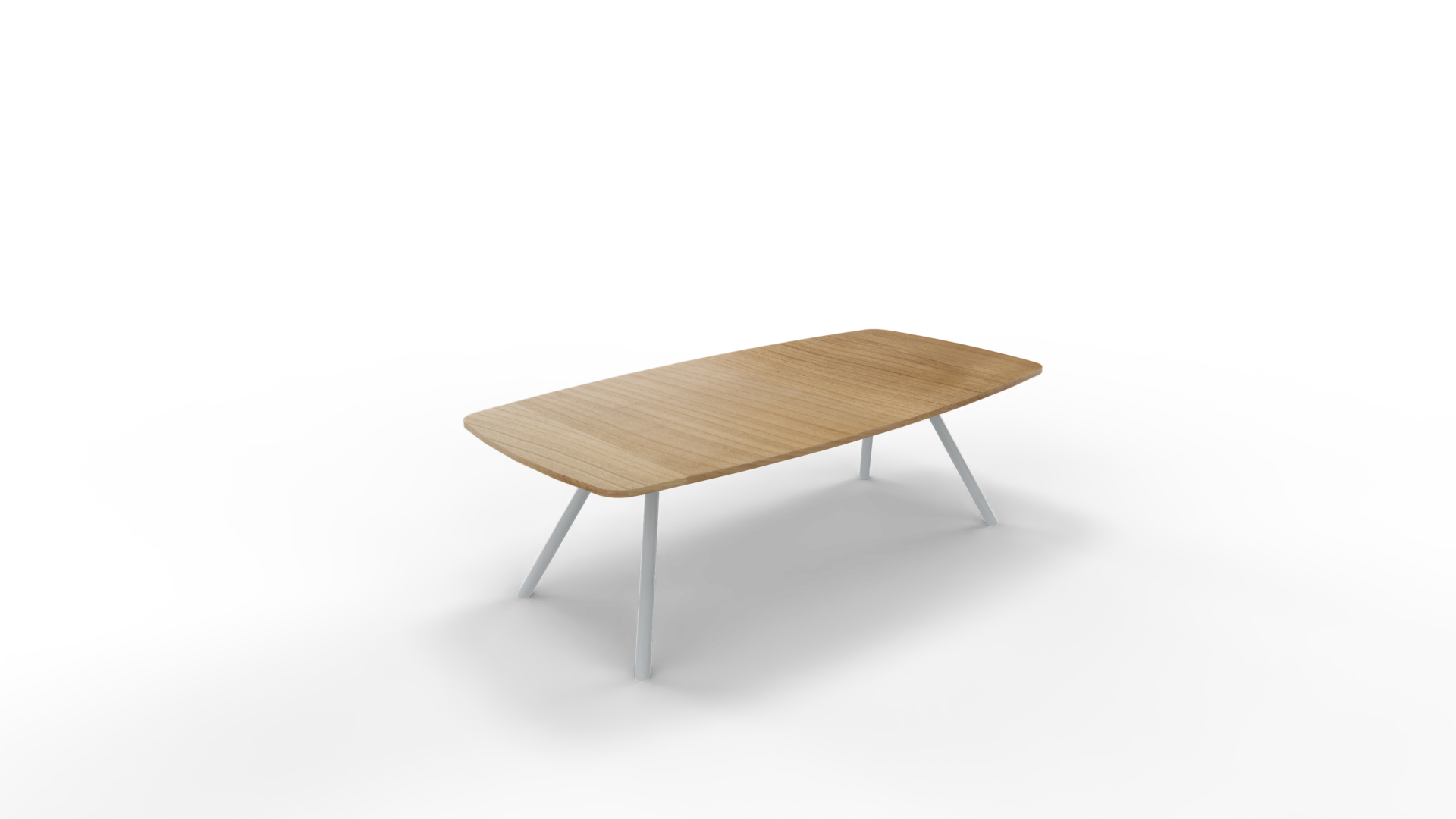Vergadertafel 7611 tonvorm - 200 x 80/100 cm. - Alu - Toscaans noten afbeelding