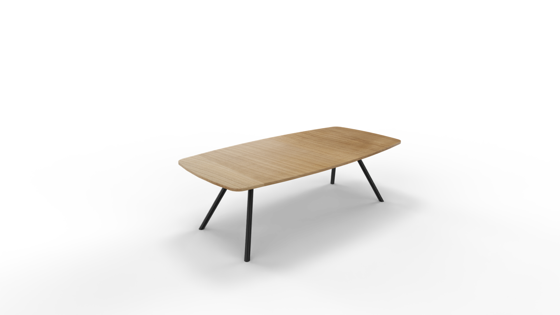 Vergadertafel 7611 tonvorm - 200 x 80/100 cm. - Zwart - Toscaans noten afbeelding