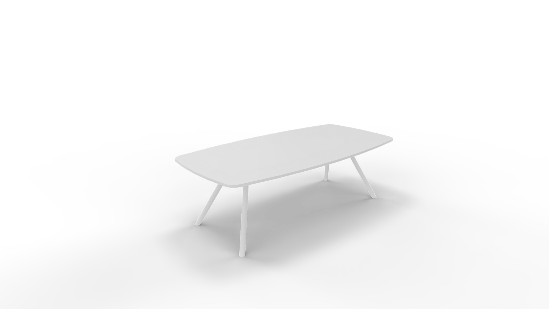 Vergadertafel 7611 tonvorm - 200 x 80/100 cm. - Wit - Wit afbeelding